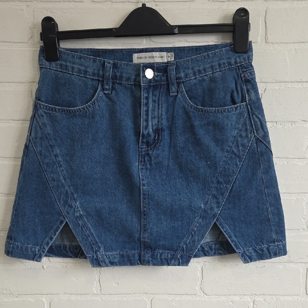 Torn by Ronny Kobo Blue Denim Skirt